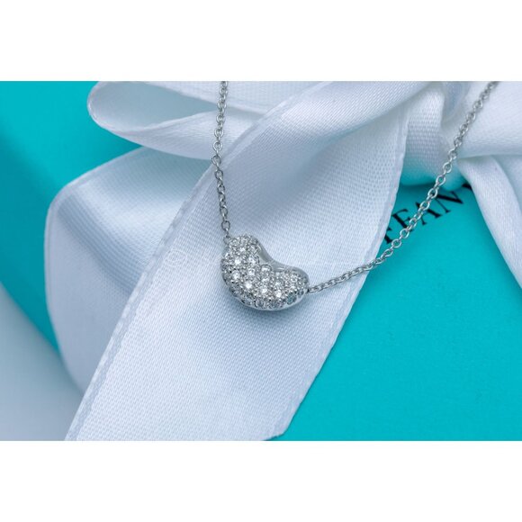 100% Authentic Tiffany & Co. Diamond Bean Necklace Elsa Peretti Vintage 11mm - Picture 6 of 7